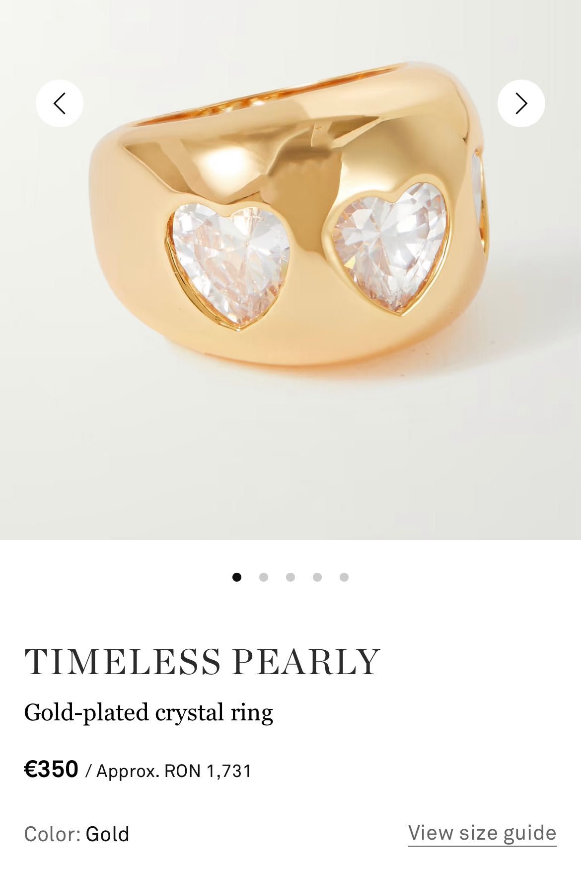 Timeless Pearly Gold Plated Crystal inel NOU NEFOLOSIT