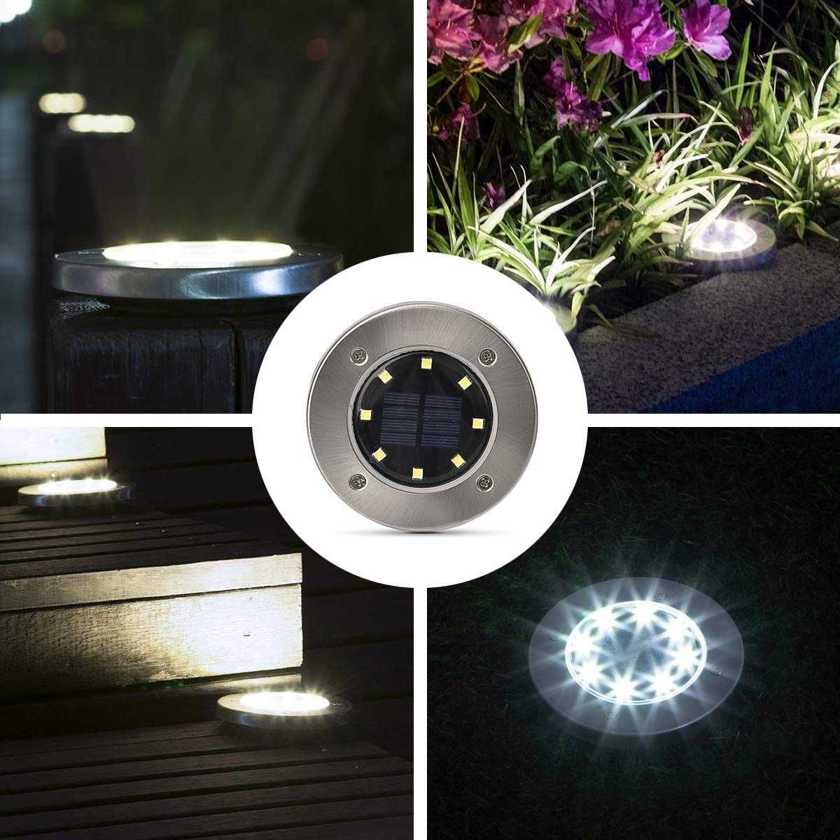 Комплект 4бр LED соларни лампи Disk Lights лампа за градина прожектор