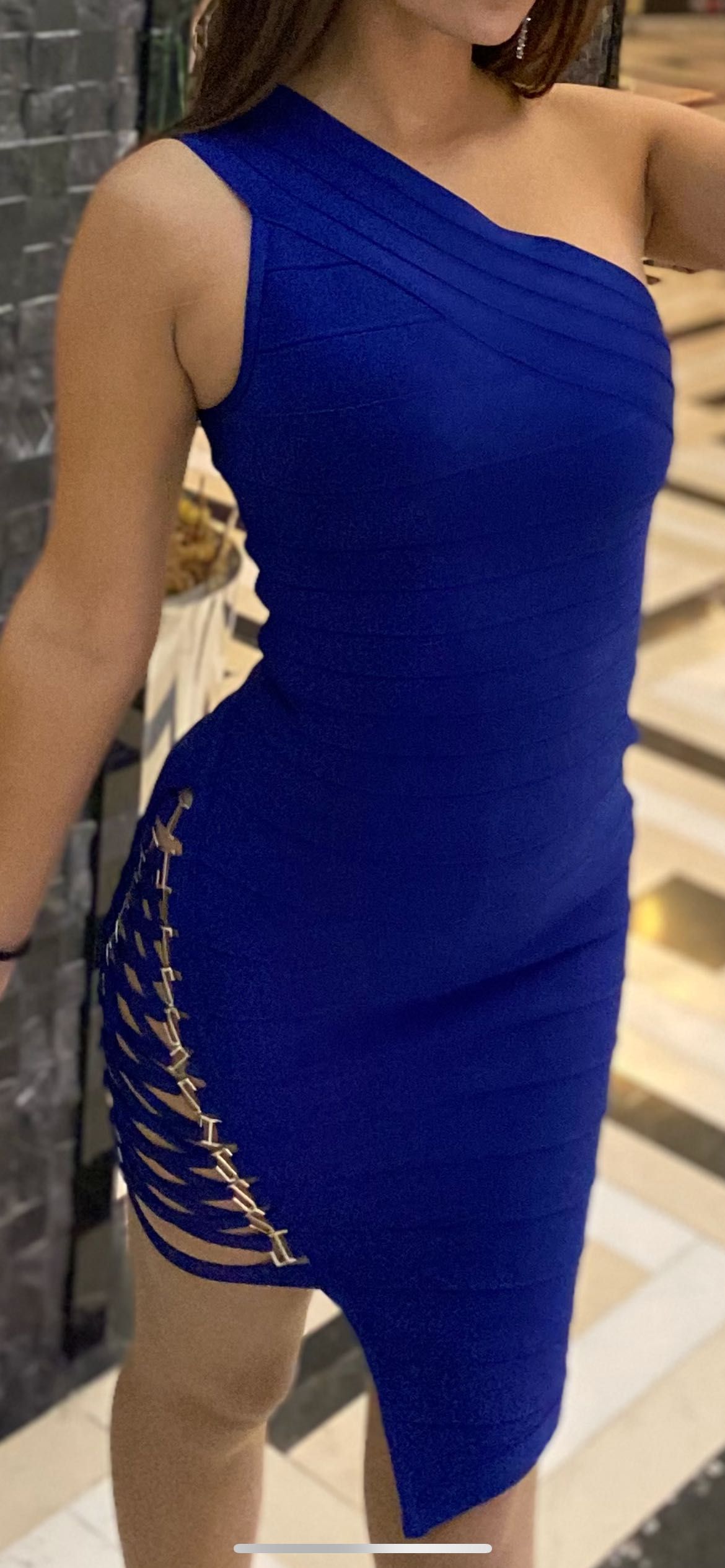 Бандажна рокля - тъмно синя, S размер