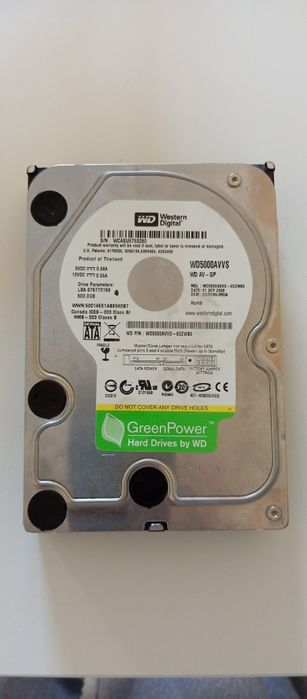 Жёсткий диск WD 500GB (GreenPower AV-GP) для видеонаблюдения DVR/NV