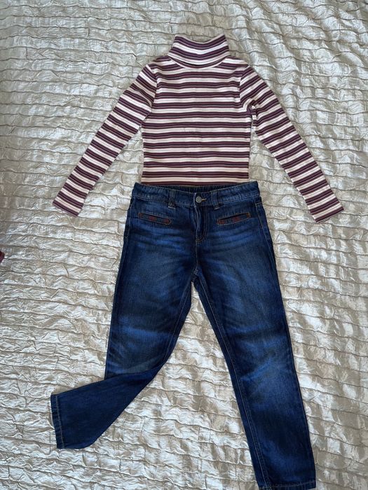 Детски дънки за момиче  Benetton с подарък