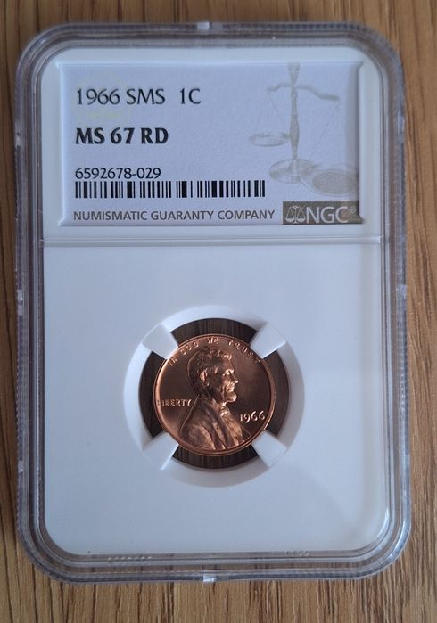 Moneda 1 cent American 1966 SMS MS67RD