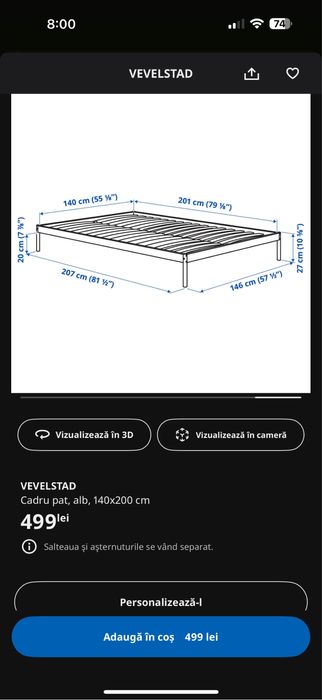 Pat Ikea (cadru si saltea)
