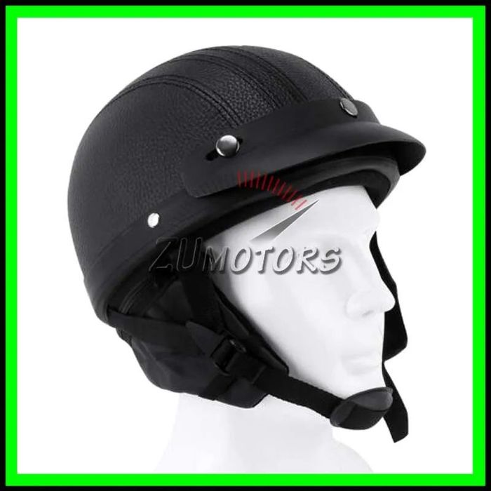 Casca moto Retro scuter Vespa Chopper Piele - Negru