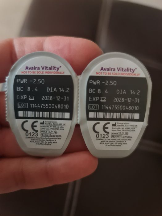 Avaira Vitality месечни меки диоптрични контактни лещи -2.50