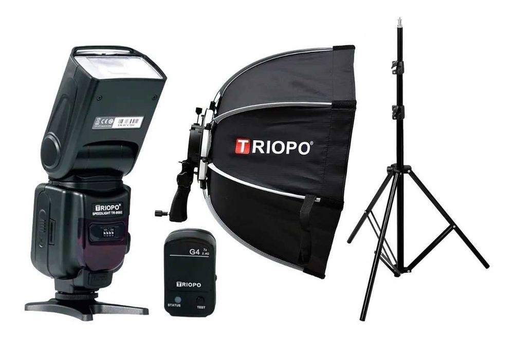 Комплект вспышка Triopo TR-950II + синхронизатор + октобокс + стойка