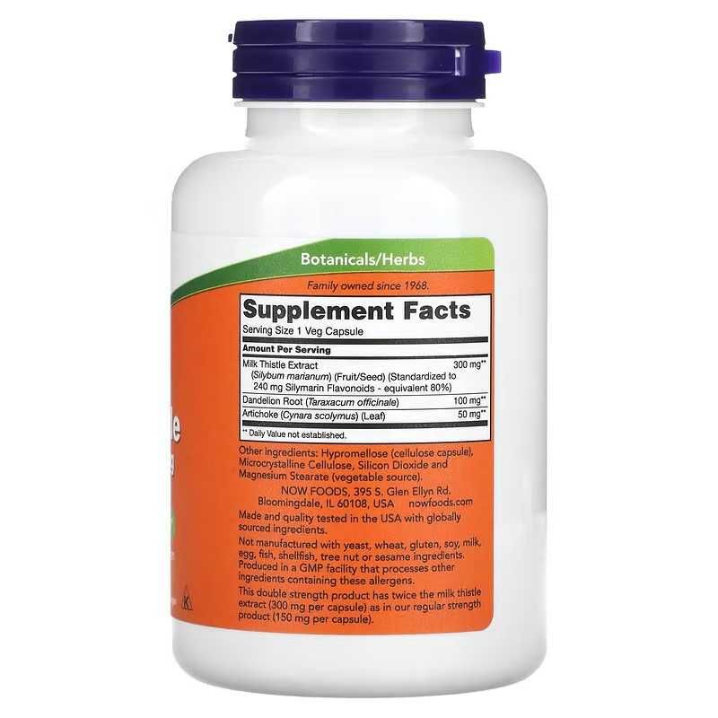 NOW Foods, Расторопша, Силимарин, Silymarin, 200 и 100  капсул