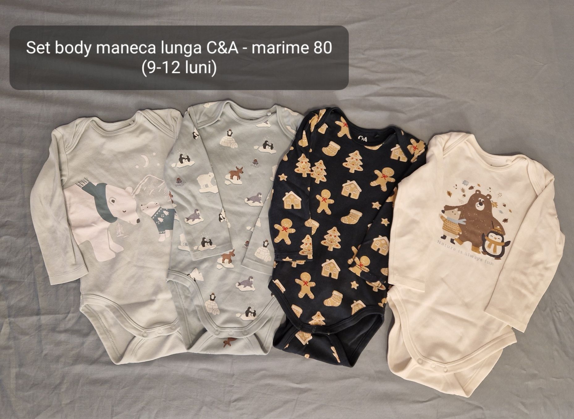 Set 4 body imprimeu iarna C&A maneca lunga