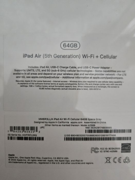 IPad air 64GB yangi ochilmagan IMEI o'tkan