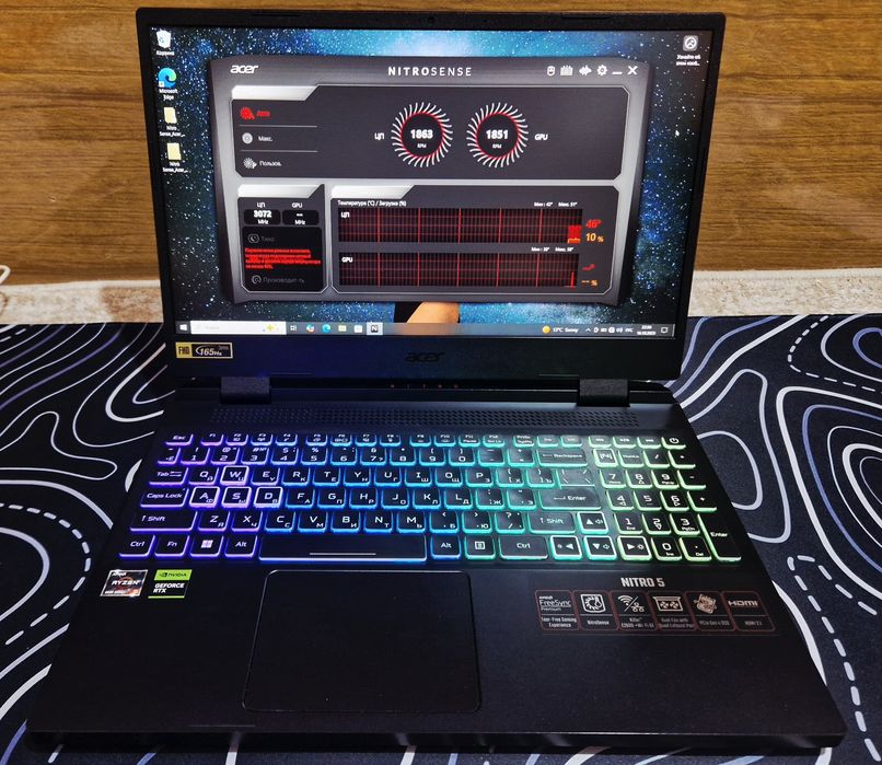 Acer Nitro 5 Ryzen 5x6, RTX3070TI 8gb, ssd 512,озу16 gb!