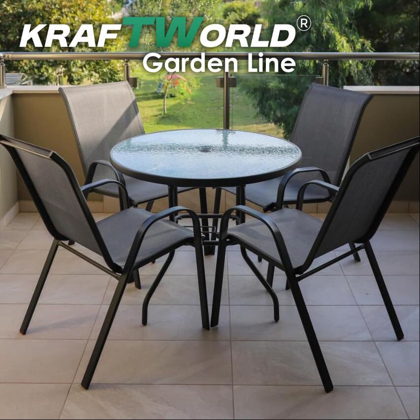 Градински Kомплект Capri – 4 Стола и кръгла Маса Kraftworld Gardenline