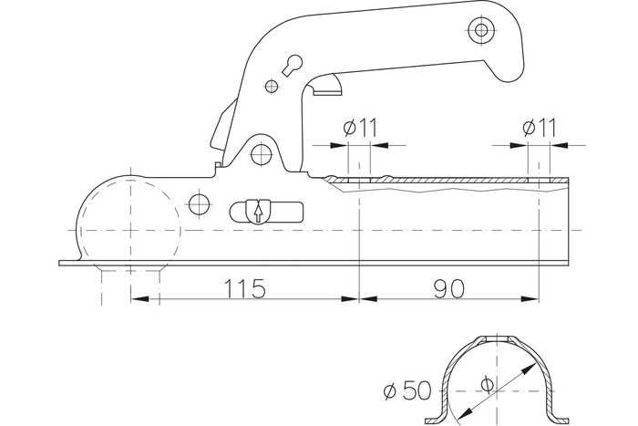 Лапа за теглич за ремарке кръгъл профил Ф50мм Winterhoff Germany