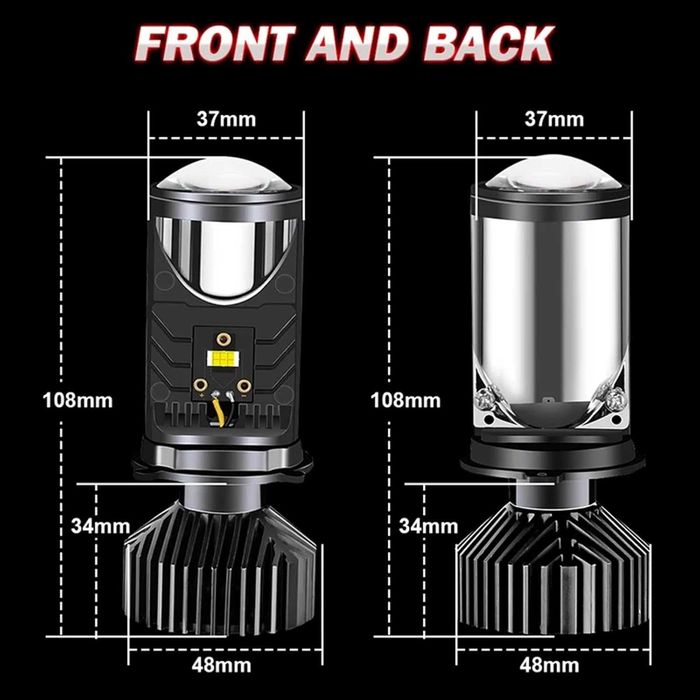 LED H4 Диодни Крушки 80W, 8000LM 2 бр. Ярка Светлина, Вентилатор 6500K