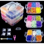 Кутия на 3 етажа 4500 ластици и пособия за плетене на гривни Loom Band