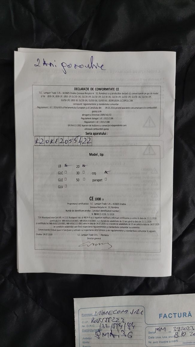 Convector pe gaz