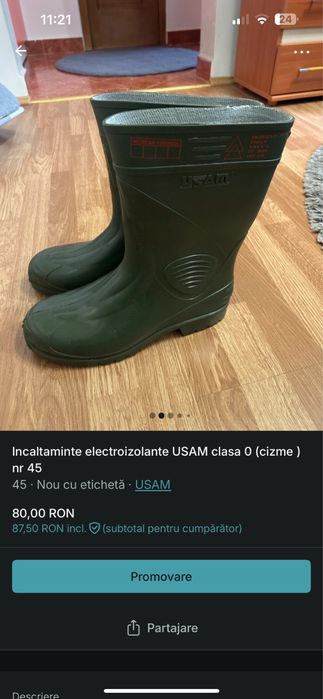 Cizme usam electroizolante clasa 0,  nr 45