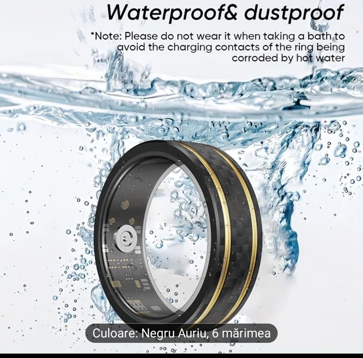 Inel inteligent black-gold mărimea 12