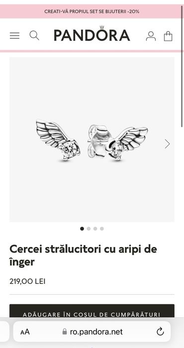 Cercei argint Pandora+ certificat de autenticitate