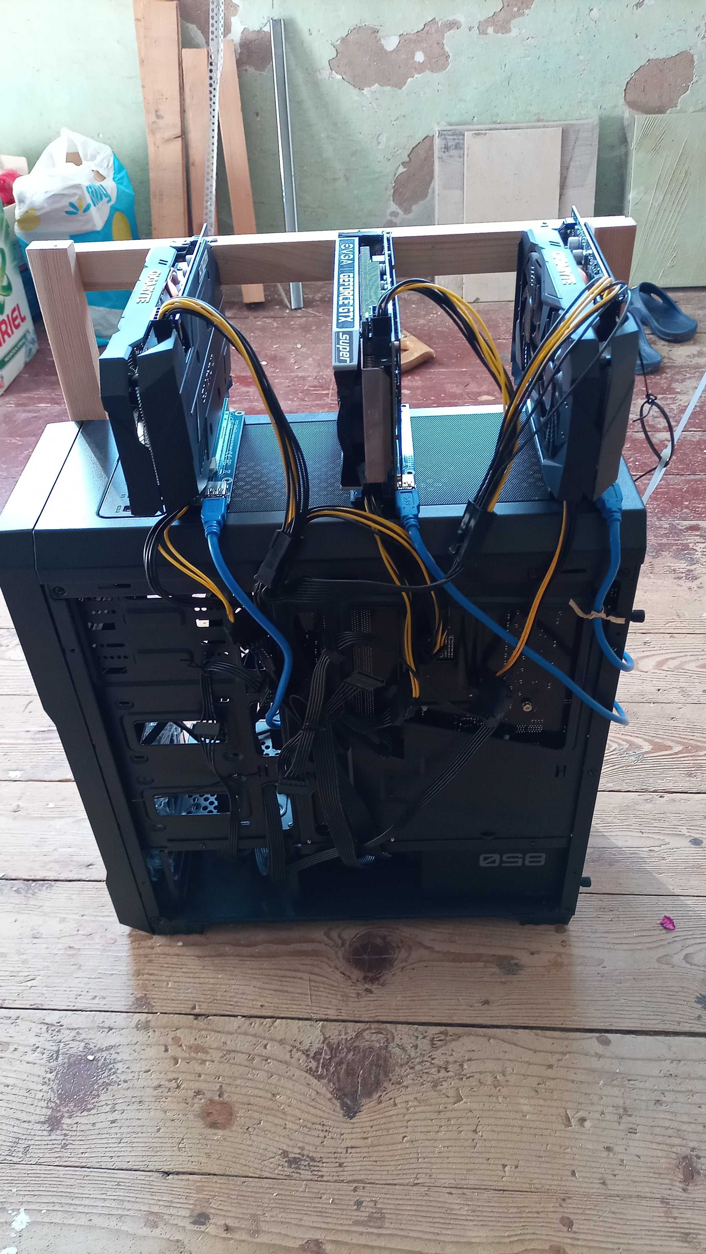 Риг, копачка крипто, mining rig 5 х gtx 1660 super