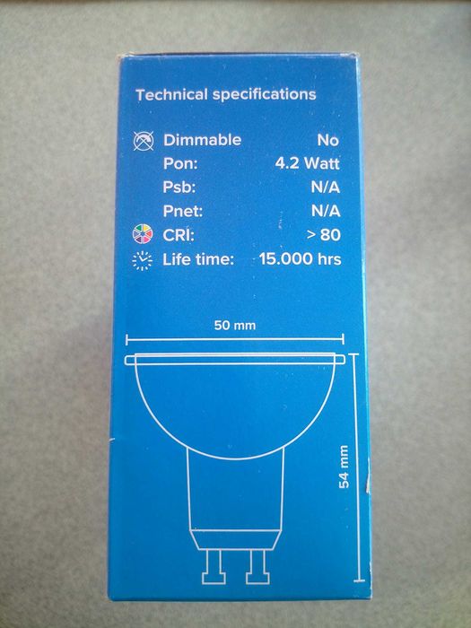 Bec led GU10, set 12 buc, 4,2w, 345lum, 3000K
