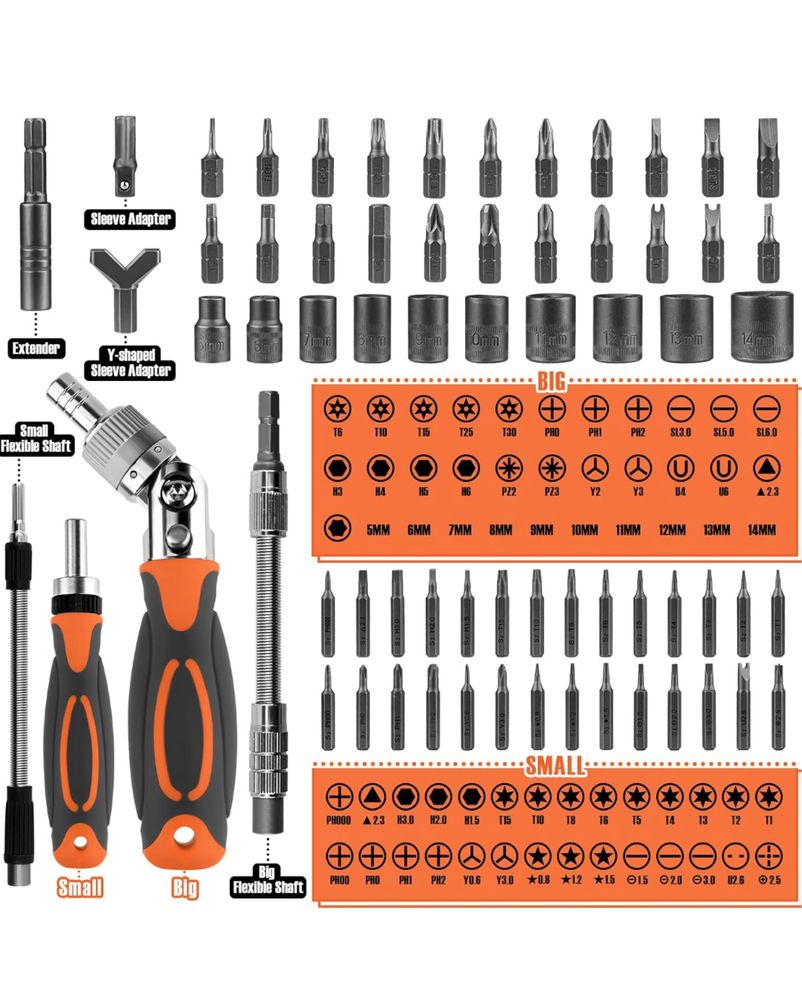 Комплект отвертки с тресчотка 68 части