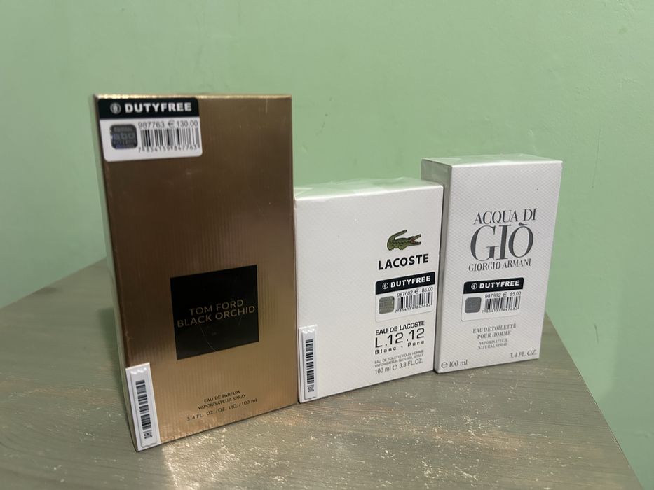 Парфюми : Tom Ford Black Orchid, Lacoste, Armani Acqua Di GIO.