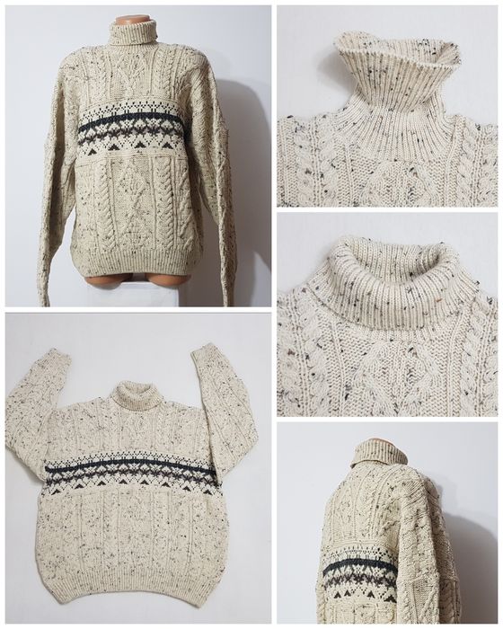 Pulover tricot Aran Crafts Celtic Jacquard 100% lână Irlanda nr 56 XXL