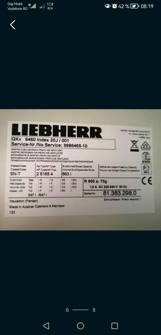 Frigider INOX LIEBHERR 663 litrii