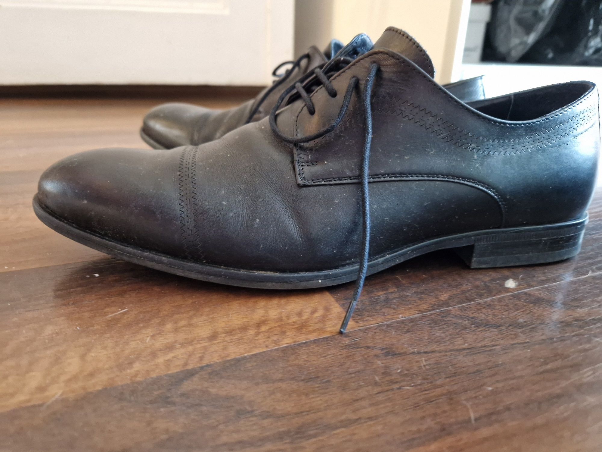 Pantofi piele negru 42 Leofex