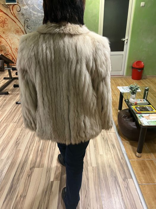 Кожено палто от сребърна лисица/синя лисица/ мярка М