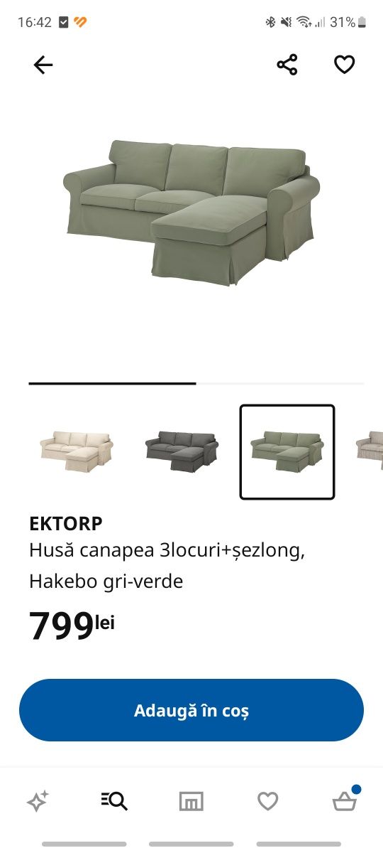 Husa canapele Ikea Ektorp, 2 locuri si 3 locuri cu sezlong