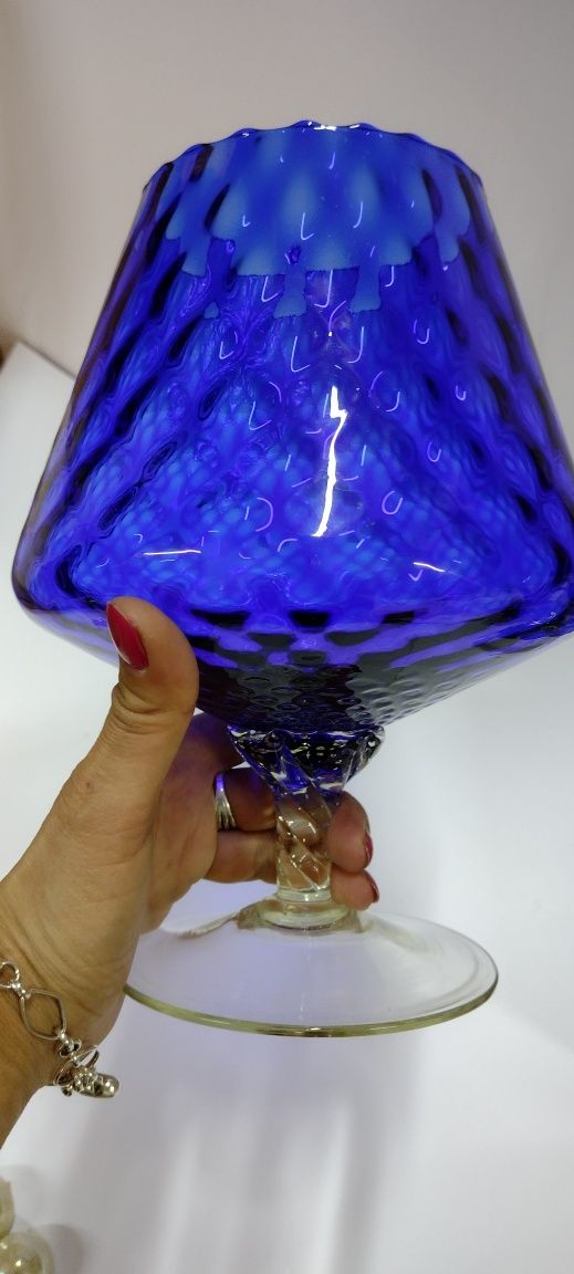1960 Cobalt Blue Glass Italian Empoli Декоративна ваза/бонбониера