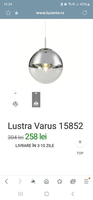 Lustra  sfera varus diametru 25 cm