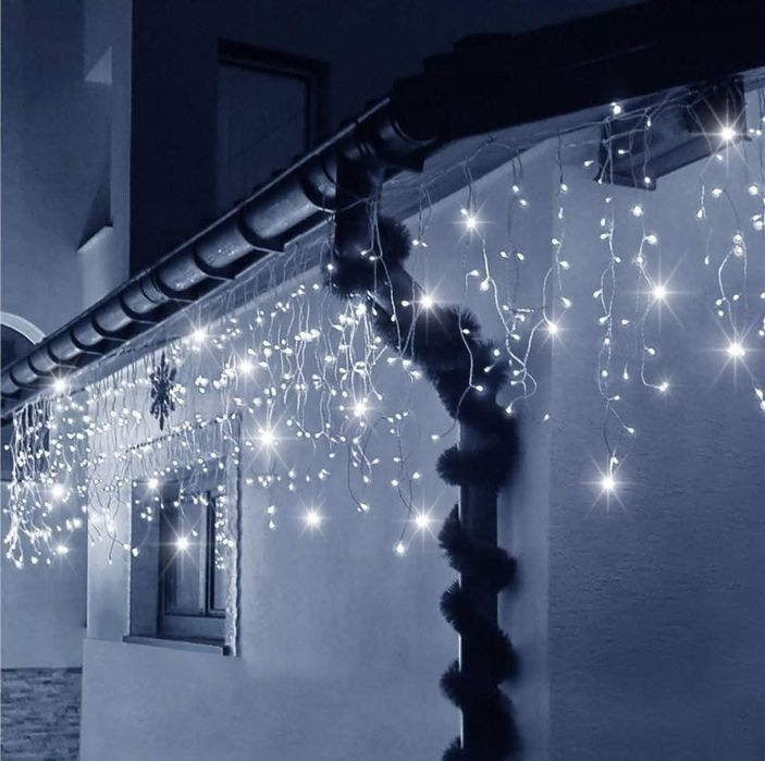 12метра Коледна Инсталация Висящи Лампи Тип Завеса