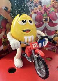 M&M’s chocholate candy dispenser yellow motorcycle collection