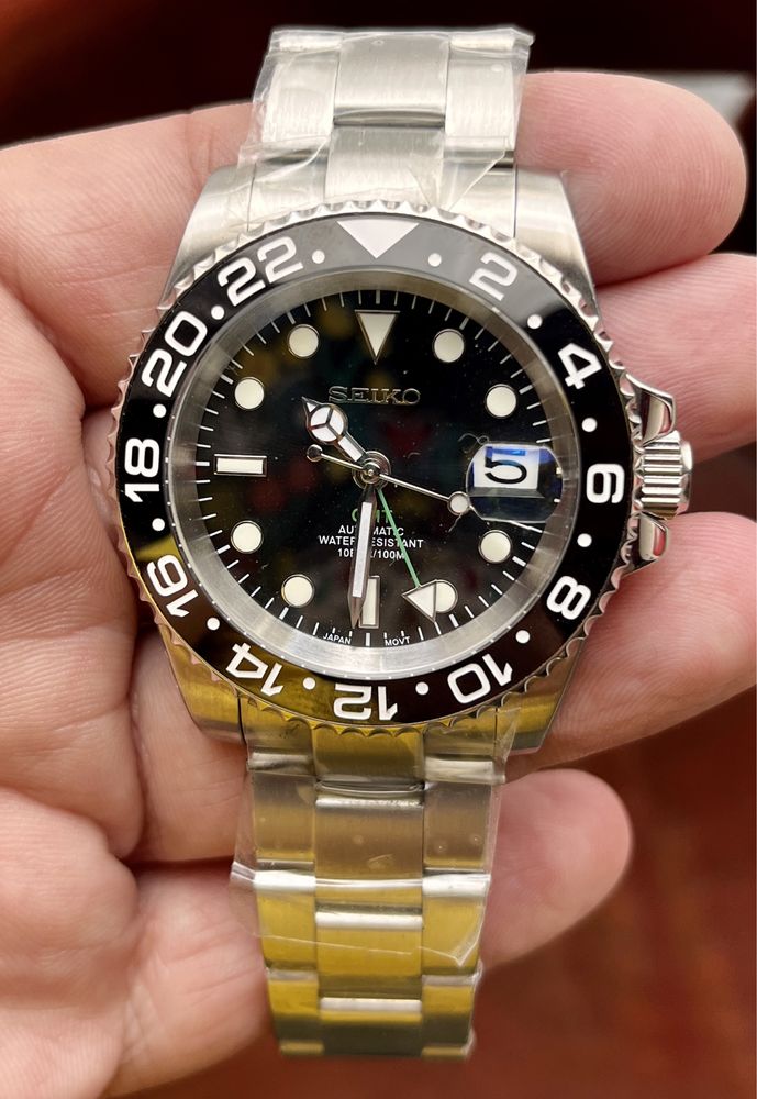 Seiko GMT mod (Rolex homage) zafir, ceramic, automatic