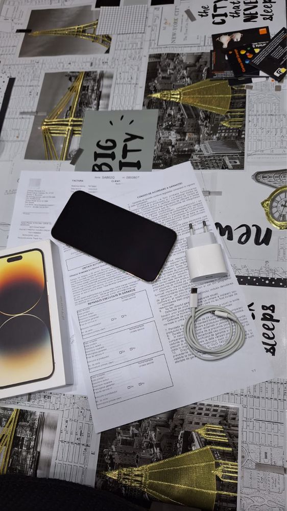 iPhone 14 pro max gold plus factura și garanție