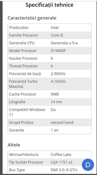 Vand procesor i 5 9400f