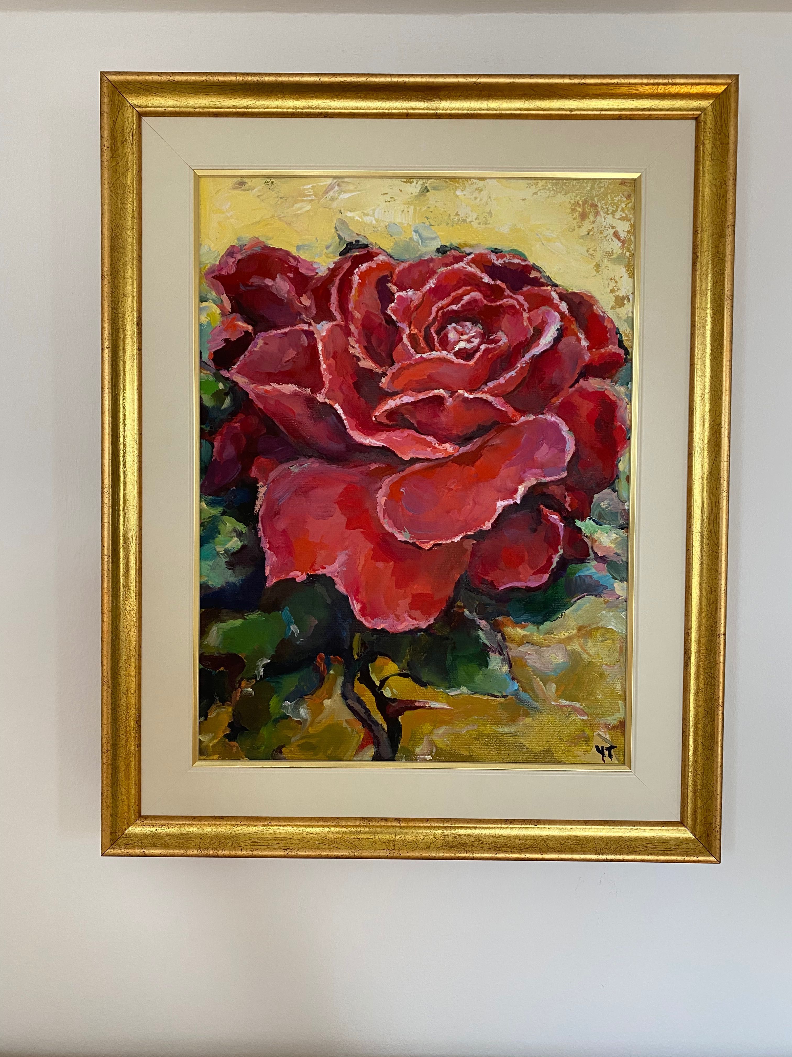 «Роза» Картина с маслени бои. Авторски картини.  В рамке,нова, 50х40см
