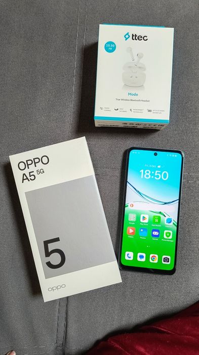 Телефон Oppo A5 5G нов + слушалки