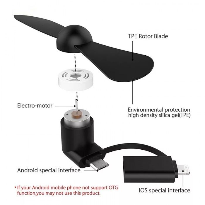 usb вентилатор за android и iphone