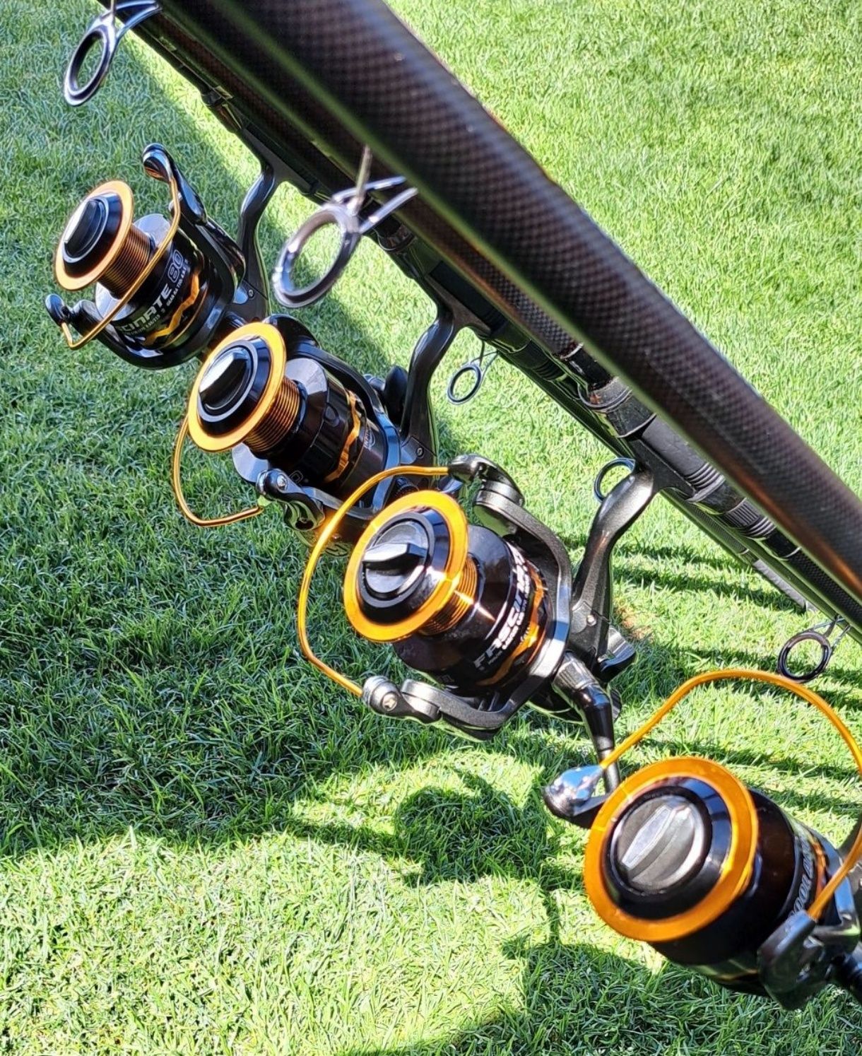 4 Lansete 3,90 m,3,75 Lbs ,4 Mulinete 8000 cu Baitrunner,4 Role Fir