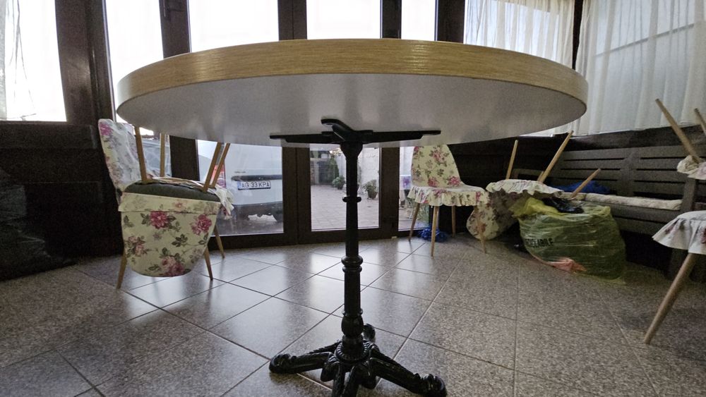 set mobila masa rotunda cu 6 scaune bucatarie