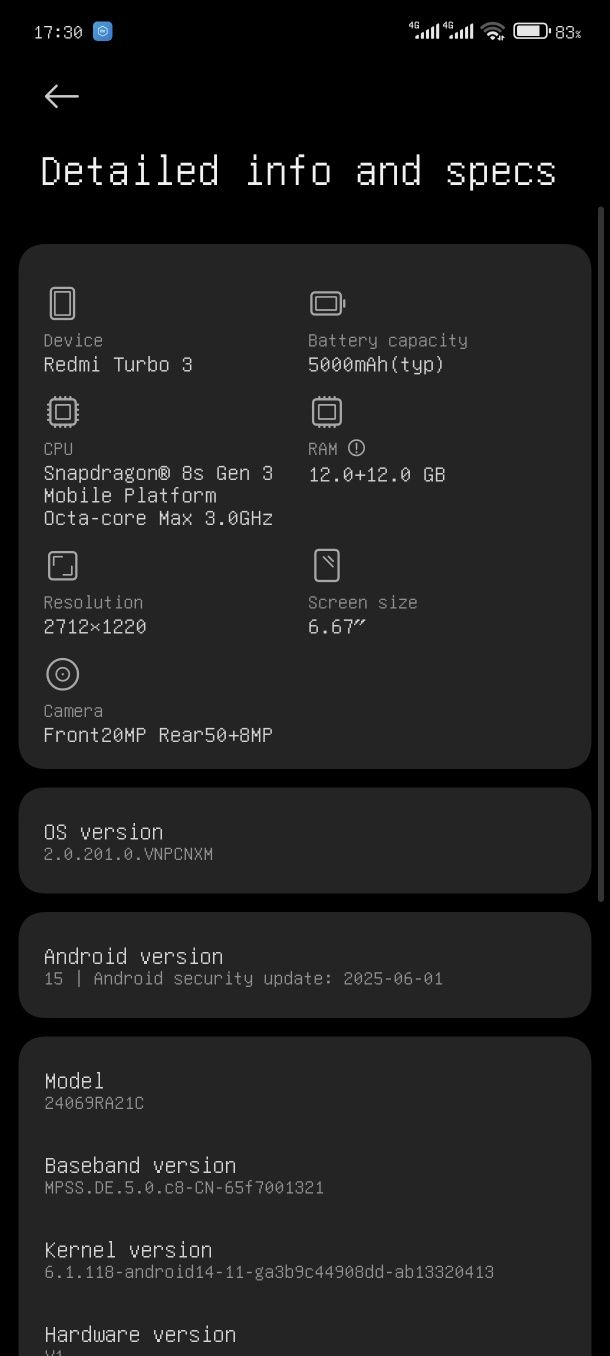 Redmi Turbo 3 12/256