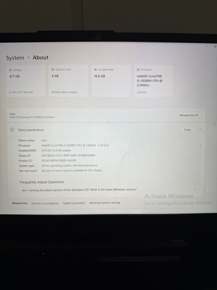 Vand laptop Asus Tuf Gaming f15,negociabil