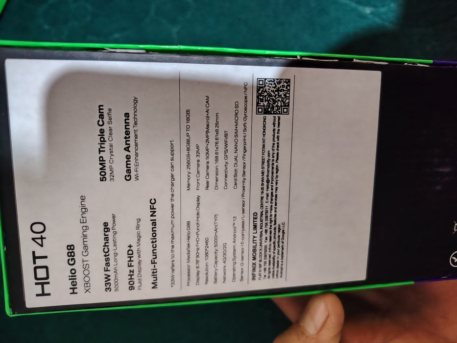 INFINIX HOT 40 sotilafi karopka bor 8+8  256 gb