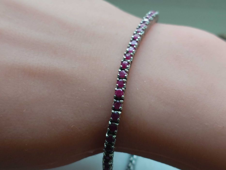 Brățară tennis cu rubine naturale - argint 925, 18,5 cm