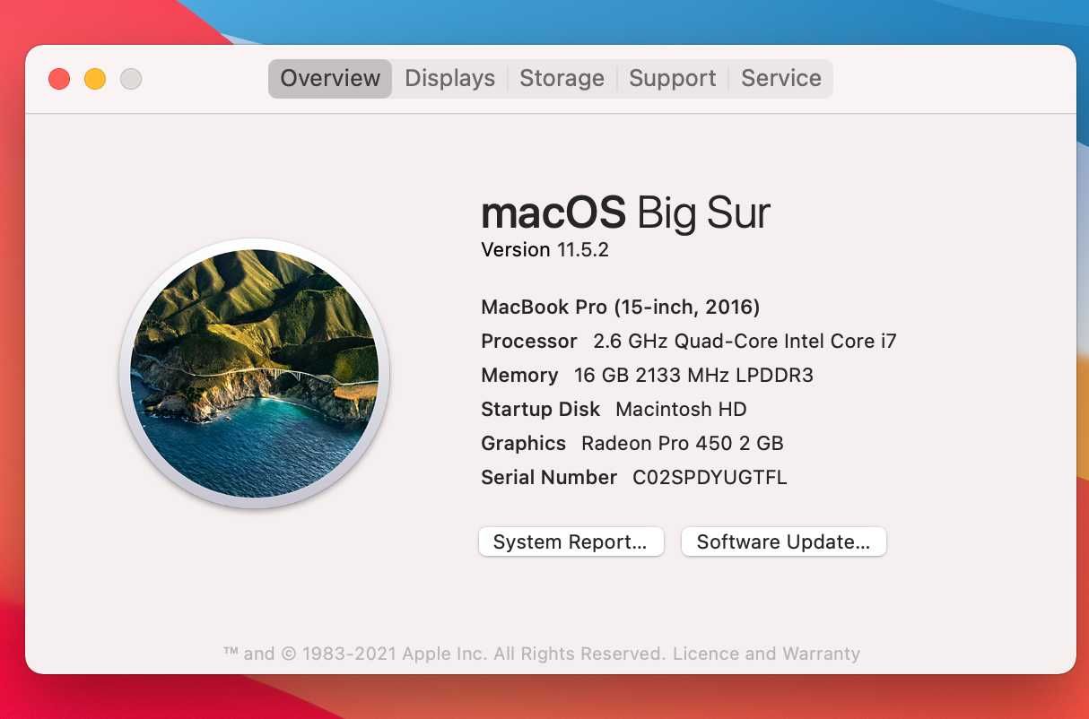 MacBook Pro 15-inch, 2016