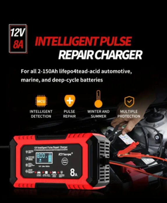 Redresor auto 12V / 8A , încărcare baterie inteligent