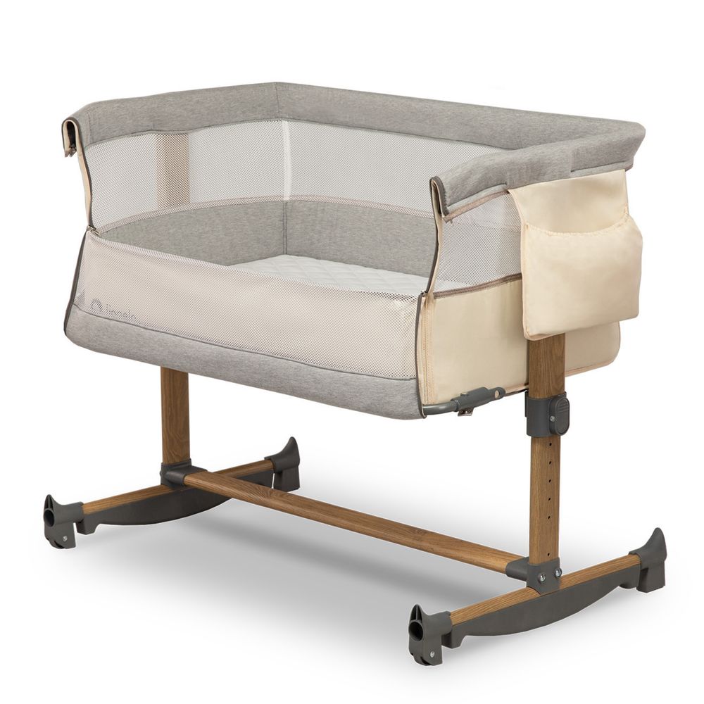 Pătuț co-sleeper Lionelo cu balansare+protectii saltea+cearsafuri